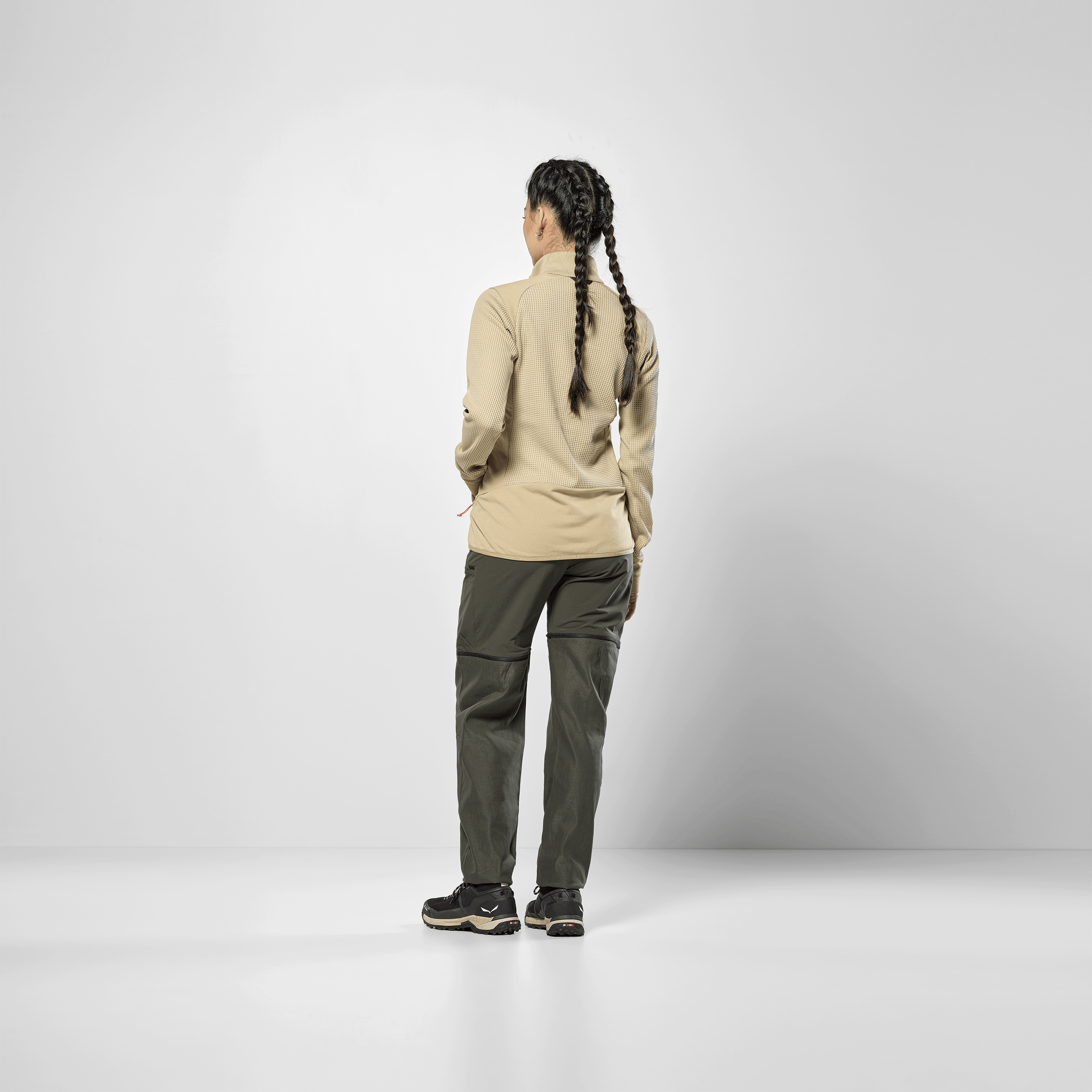 Puez Waffle Hybrid Polarlite Felpa Donna on_body image