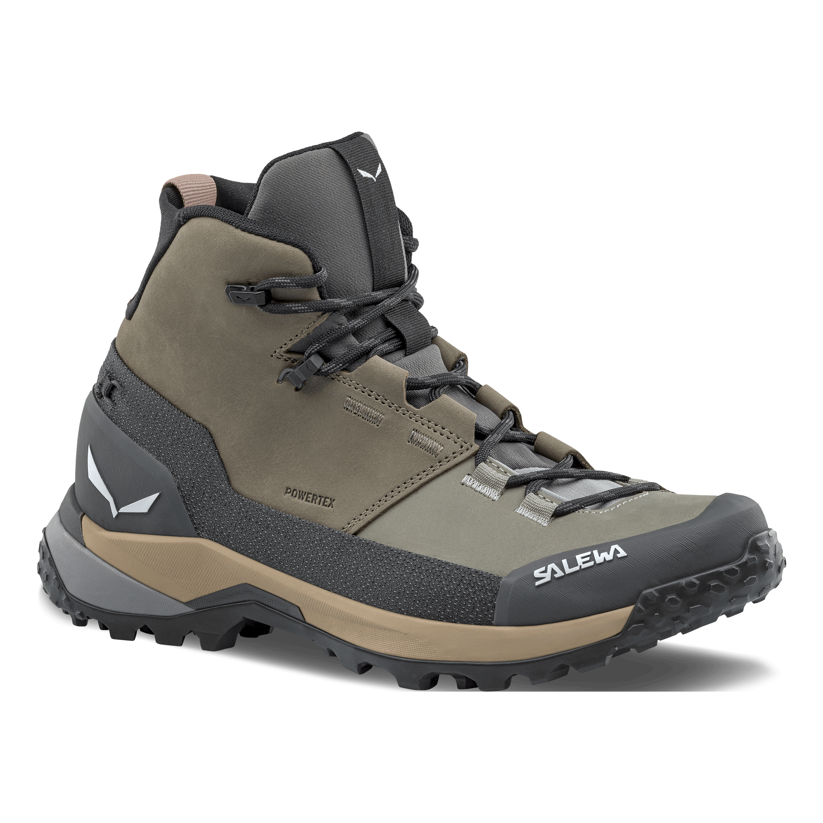 Salewa Women's Puez Leather Hiking Boots - Waterproof Mid Powertex Trekking Boots For Backpacking