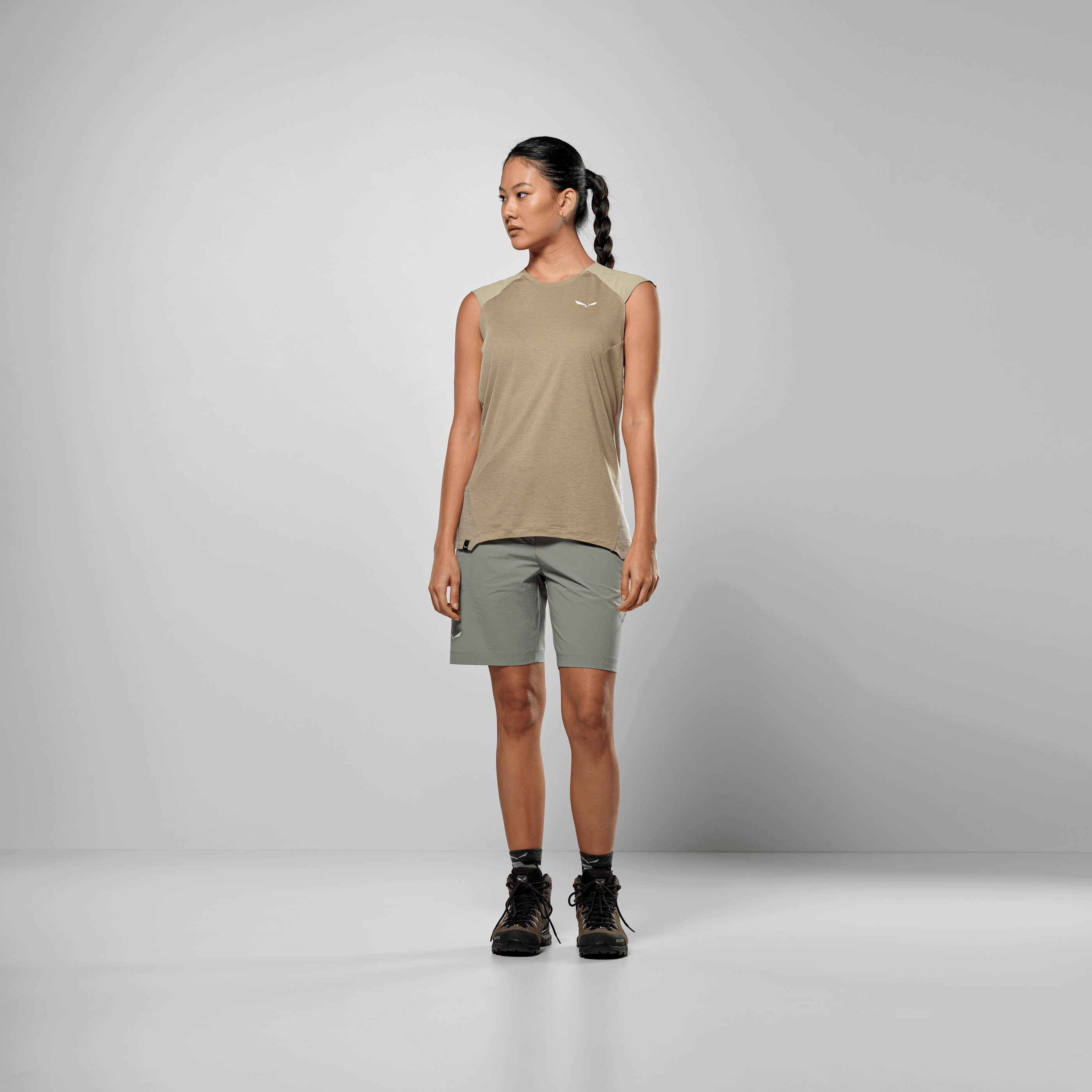 Puez Merino Hybrid Tanktop Damen on_body image