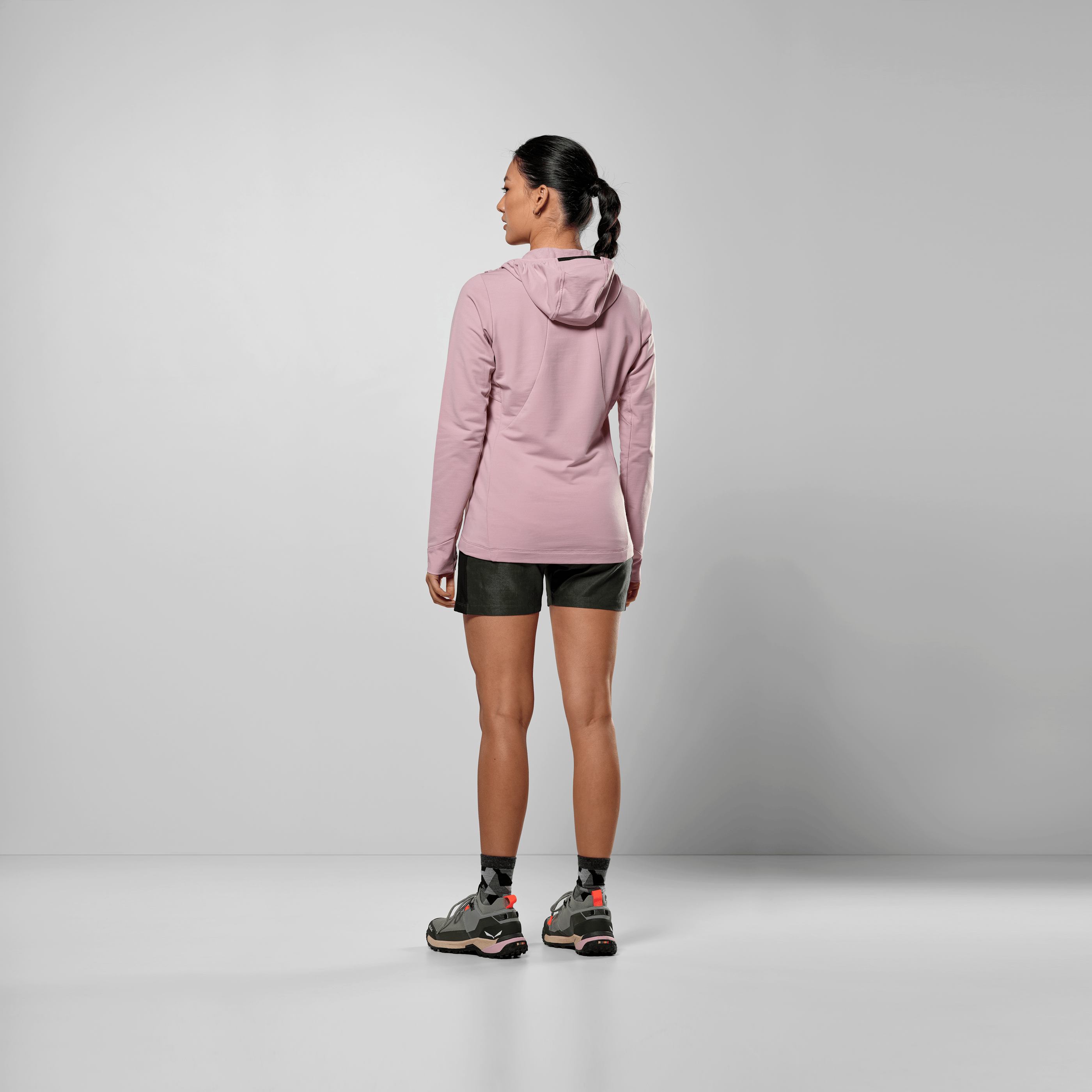 Puez Merino Durastretch Kapuzenjacke Damen on_body image