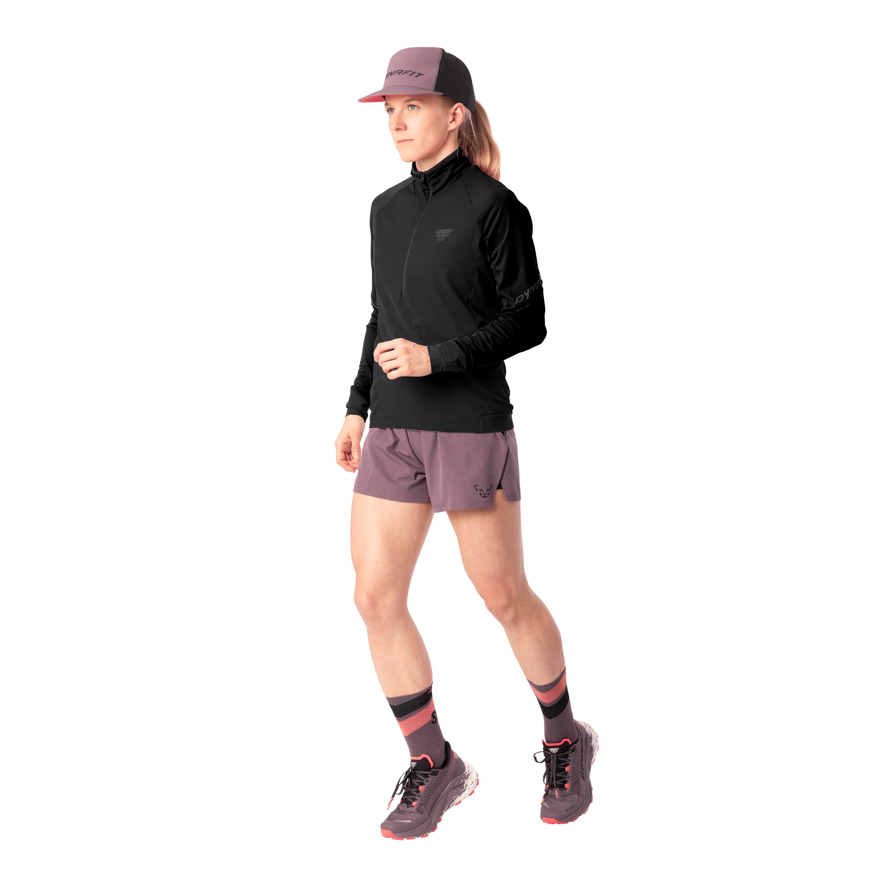 Maglia a manica lunga e 1/2 zip Alpine donna on_body image