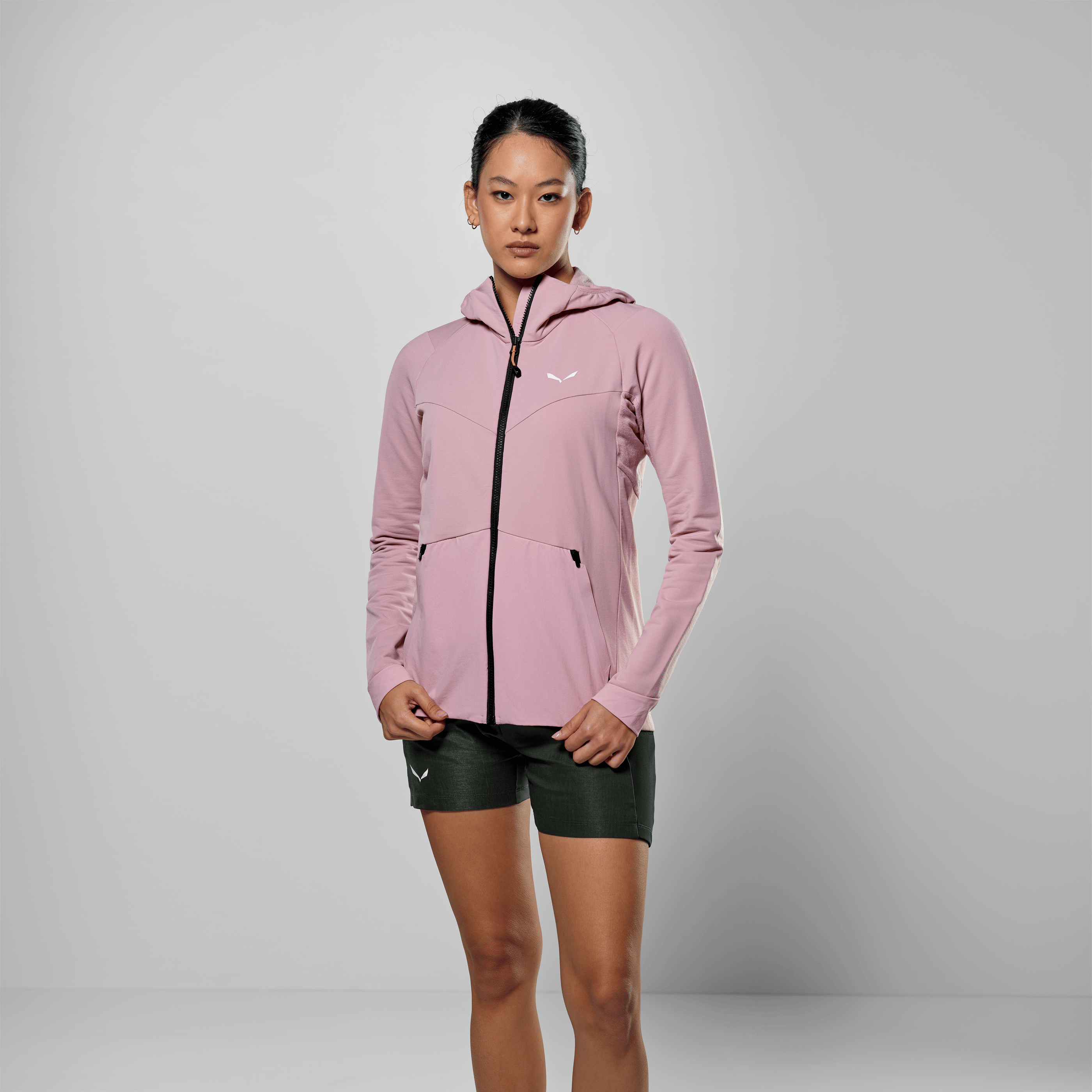 Puez Merino Durastretch Kapuzenjacke Damen on_body image