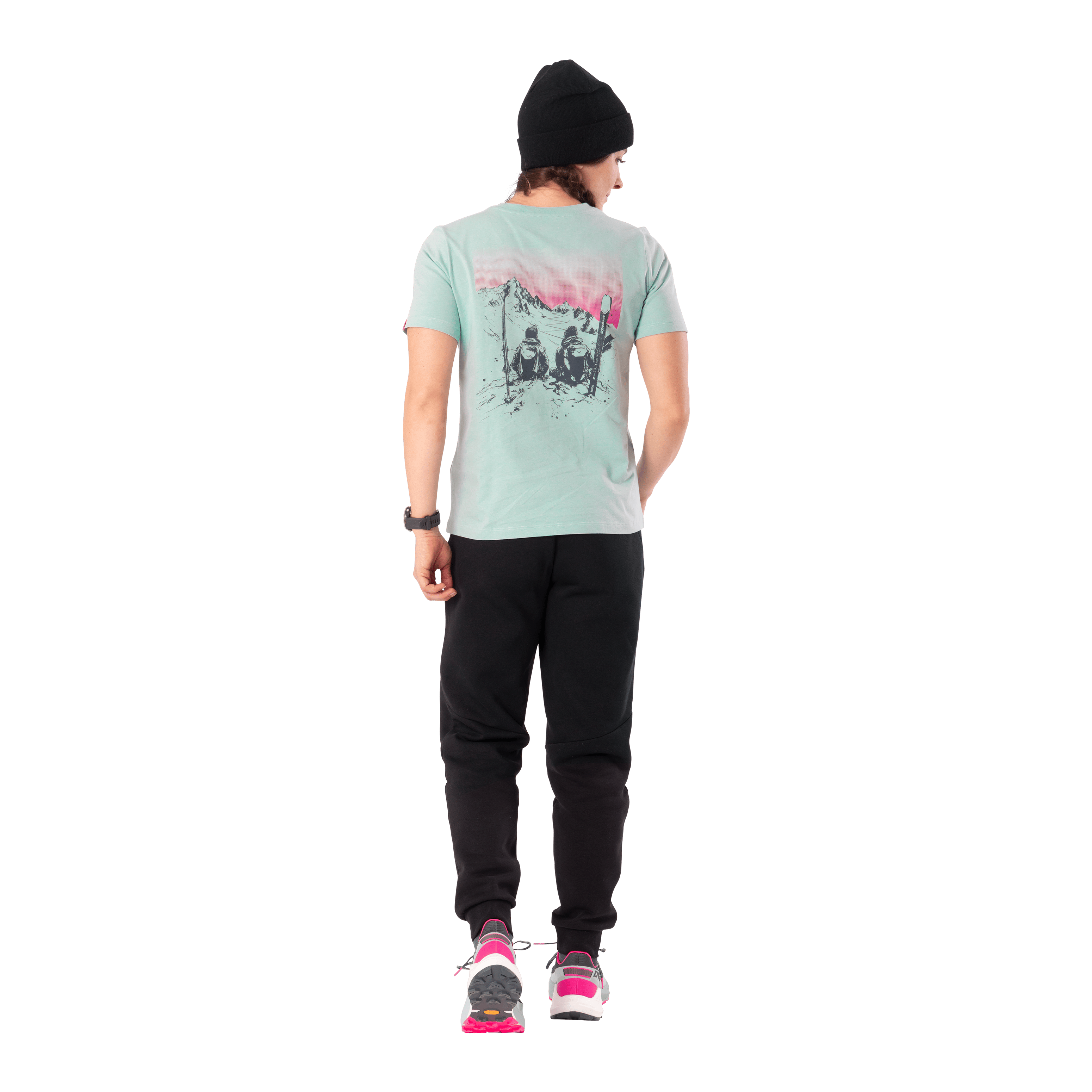T-shirt in cotone con grafica sul retro donna perspective_view image