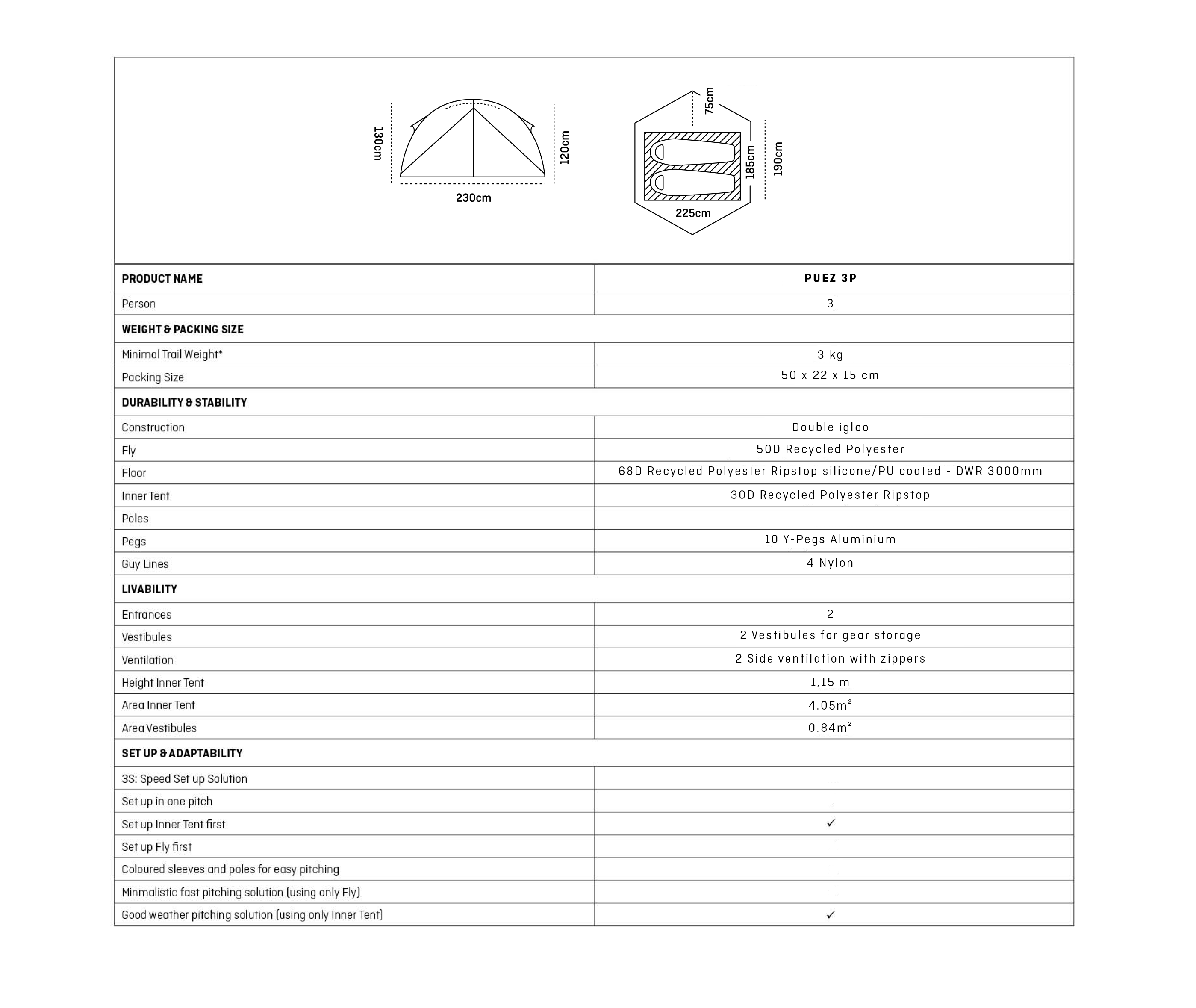 Puez 3P Zelt perspective_view image