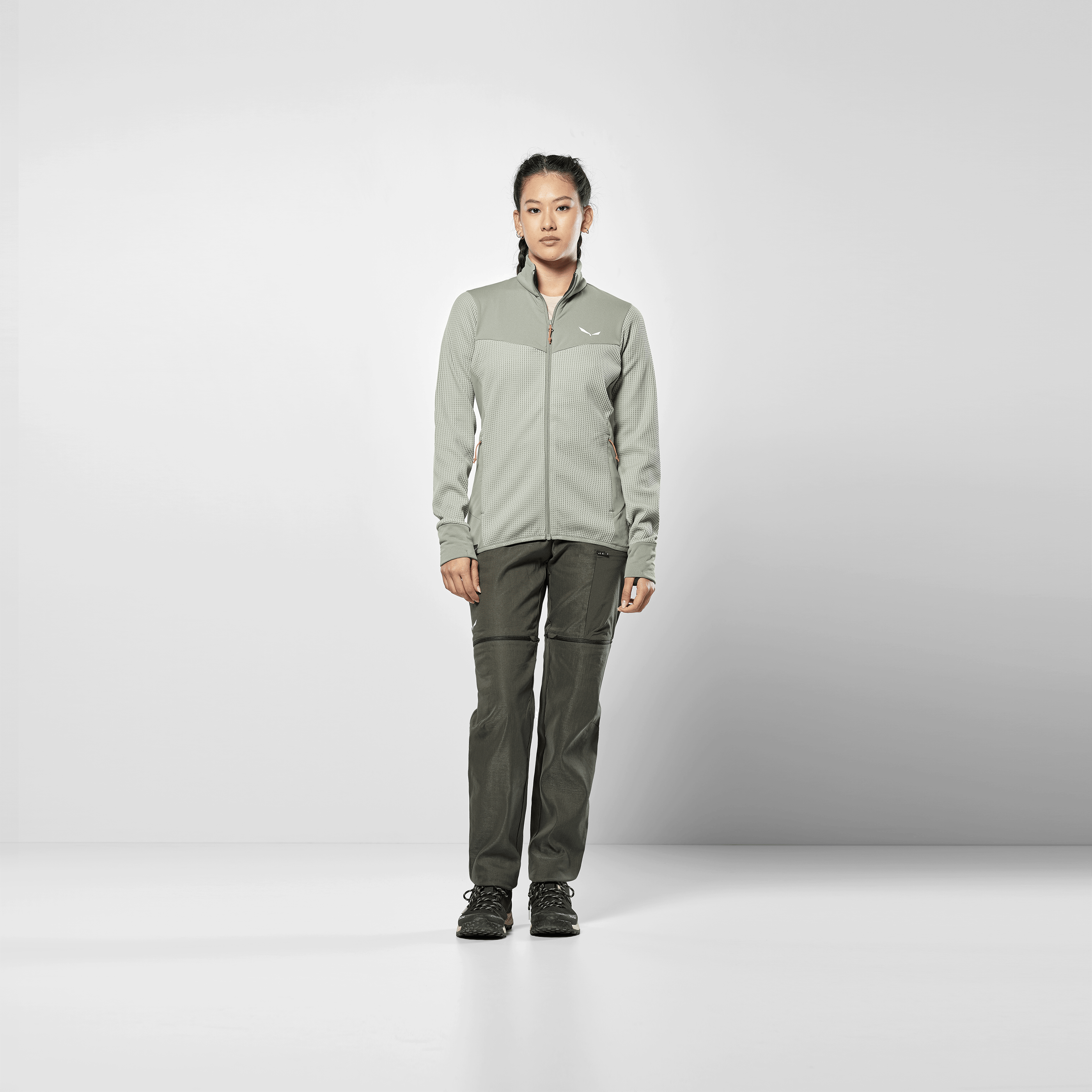 Puez Waffle Hybrid Polarlite Jacke Damen on_body image