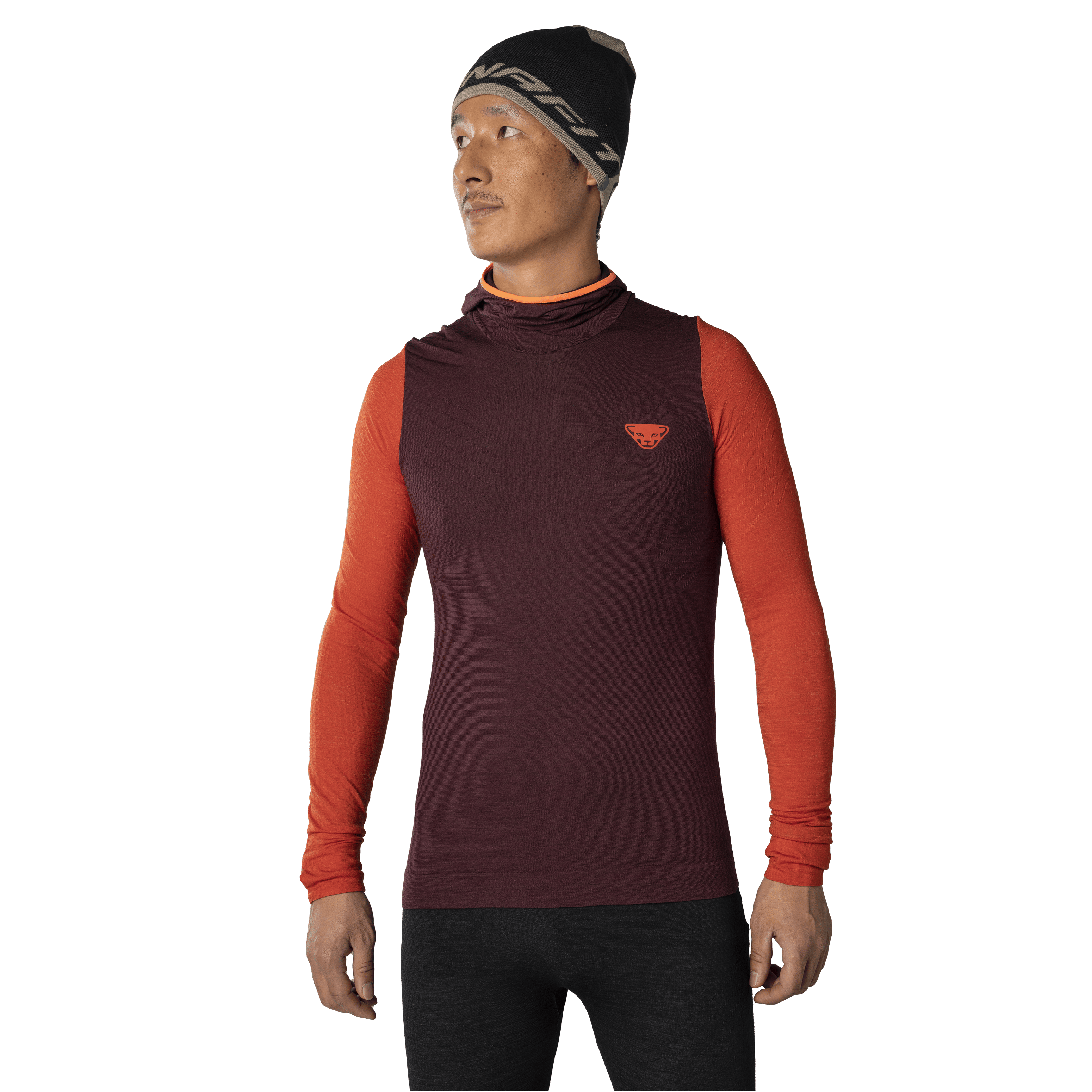 Maglia a maniche lunghe con cappuccio Tigard Merino uomo on_body image