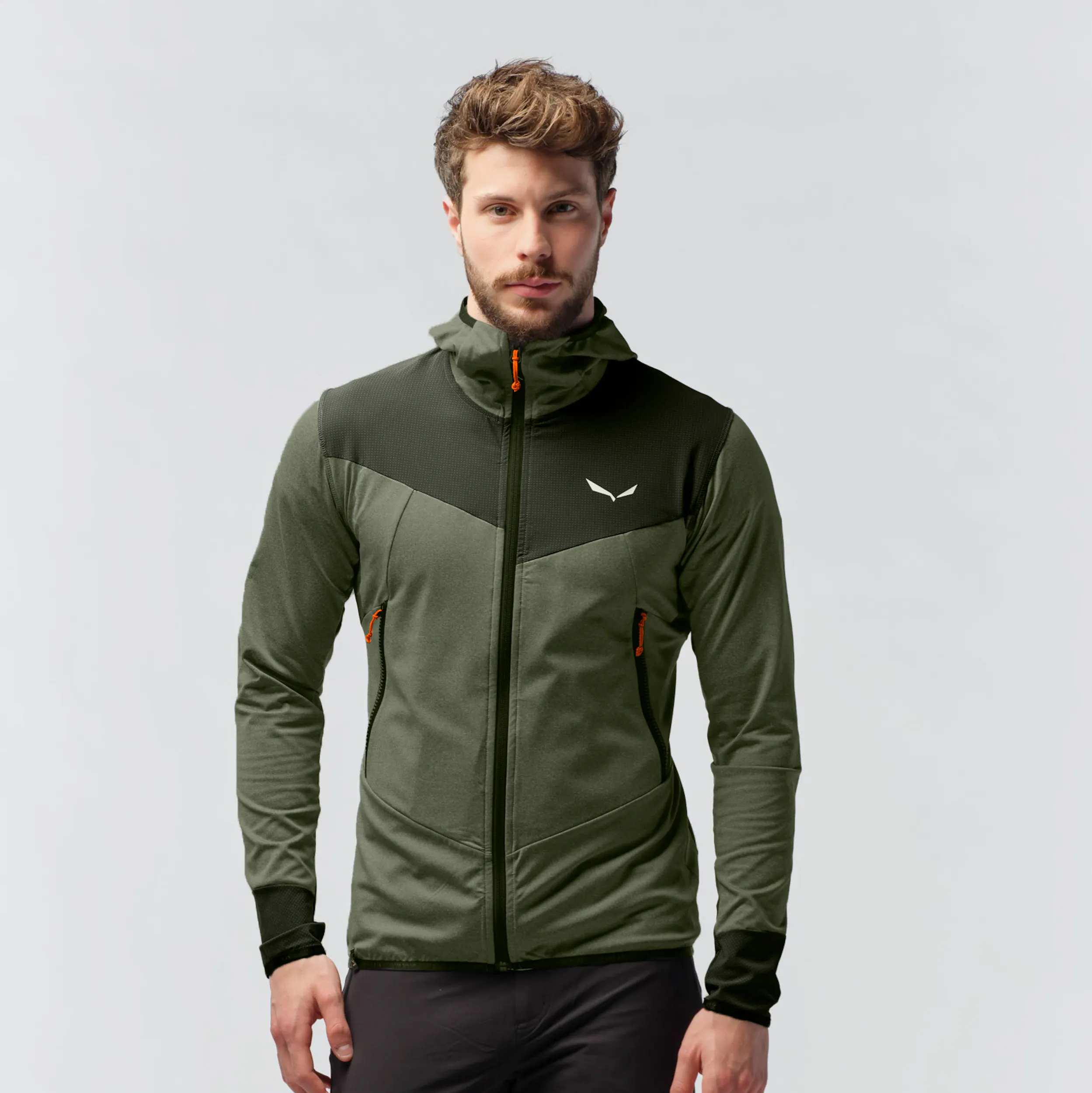 Salewa Herren Agner Hybrid Polarlite Durastretch Kapuzenjacke Grün Gr. 48